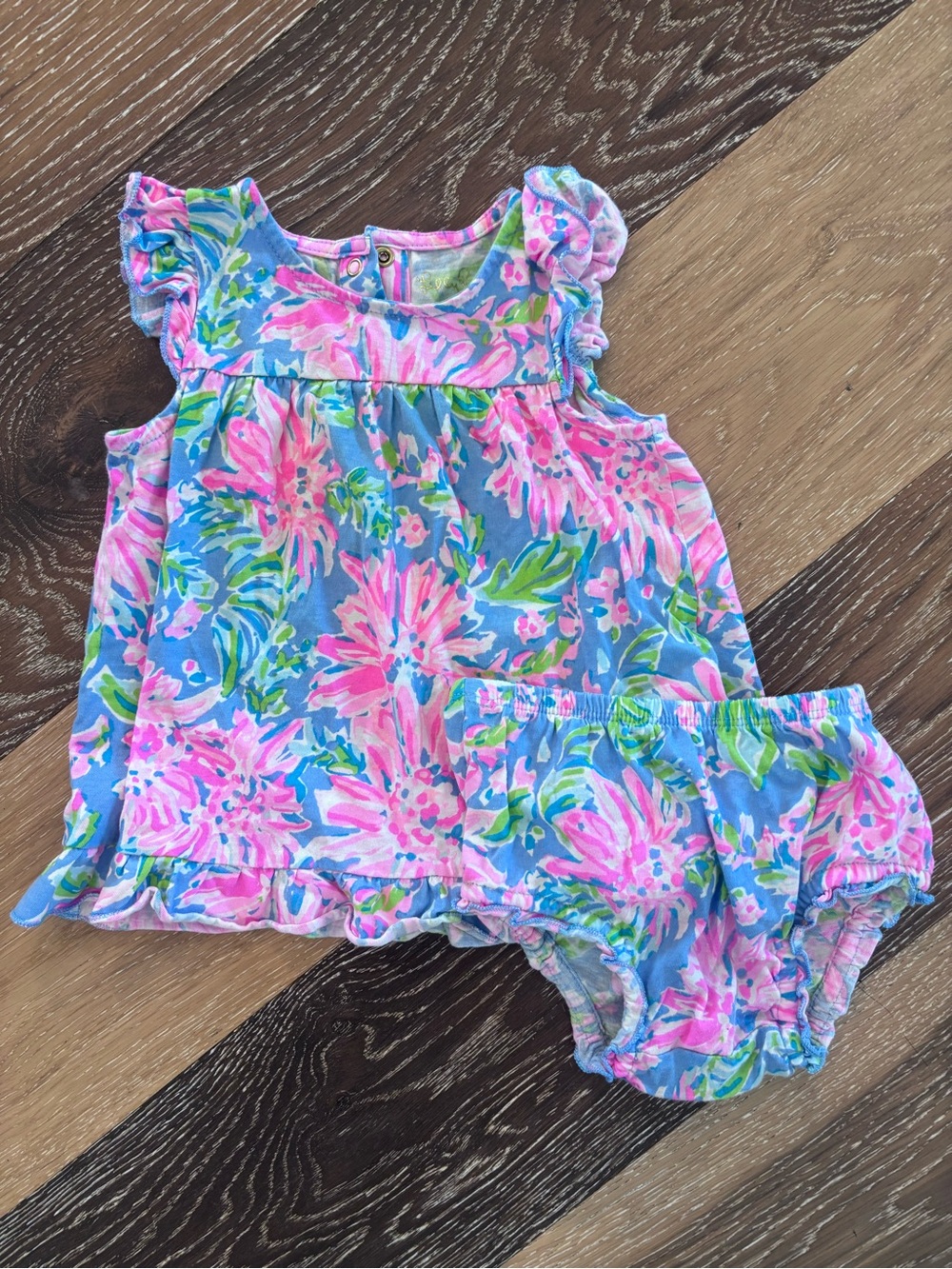 Lilly Pulitzer Baby Girl Floral Tunic Bloomer Set Pink Blue 6-12M